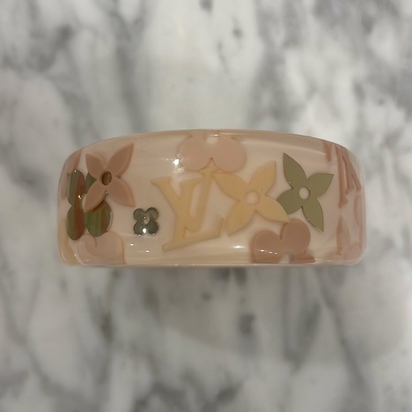 Louis Vuitton Inlay Lucite Logo Pink Bangle - Picture 1 of 9